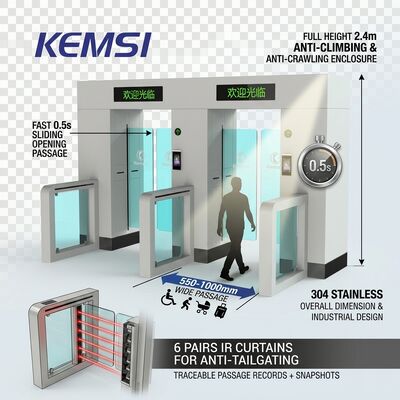 Comprar Controle de acesso rápido da passagem do torniquete completo da porta de deslizamento da altura 0,5 segundo SUS304 online manufacture